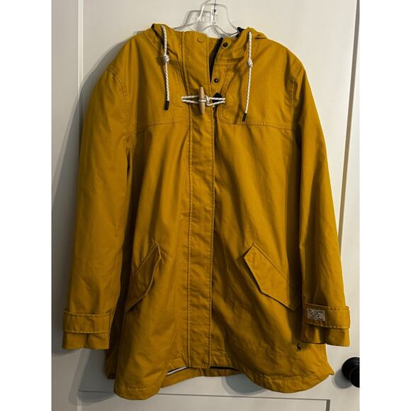 JOULES Right As Rain Waterproof Hooded Jacket Size 16 UK 20/ EU 48 Mustard - Picture 1 of 12